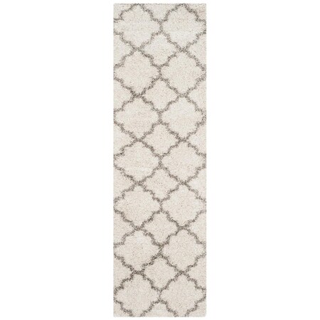 Safavieh 2 ft. 3 in. x 18 ft. Hudson Shag Power Loomed Runner Area Rug; Ivory & Grey SGH282A-218